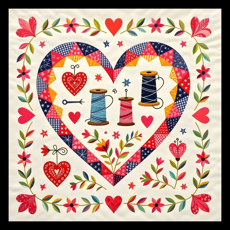 Patchwork Heart with Yarns