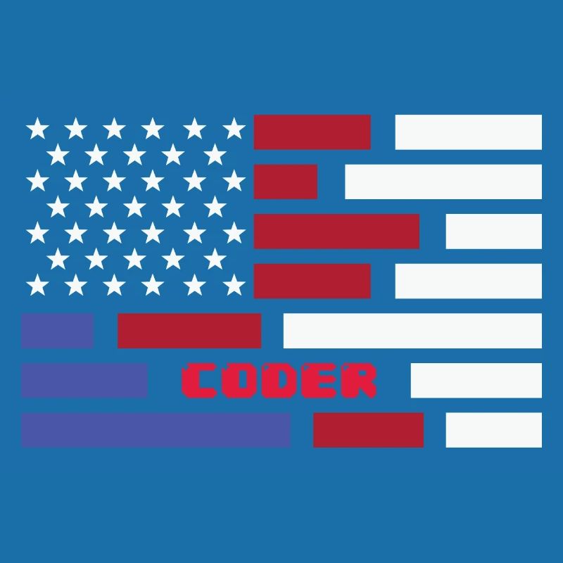 American Flag Coder Coding Computer Nerd