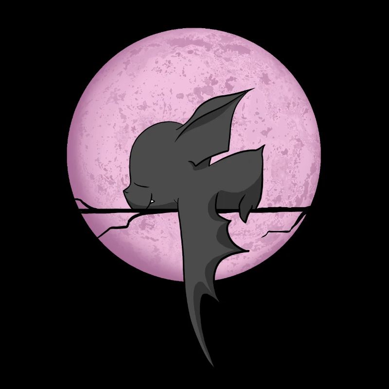 sweet bat sleeps, with moon, comic
