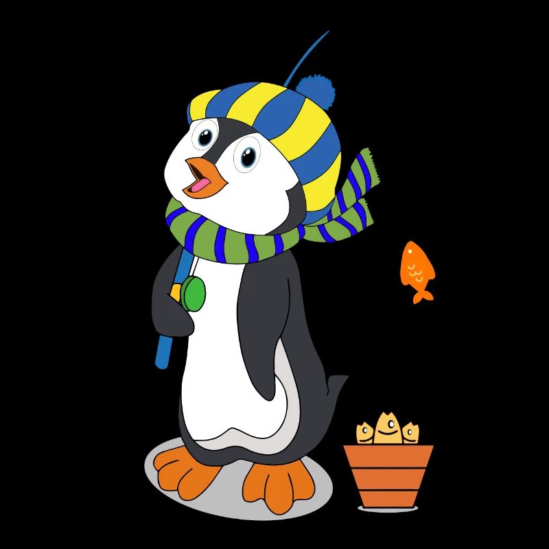 Winter penguin with fish