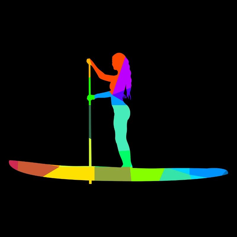Stand up paddle Planche arc-en-ciel couleurs polygone