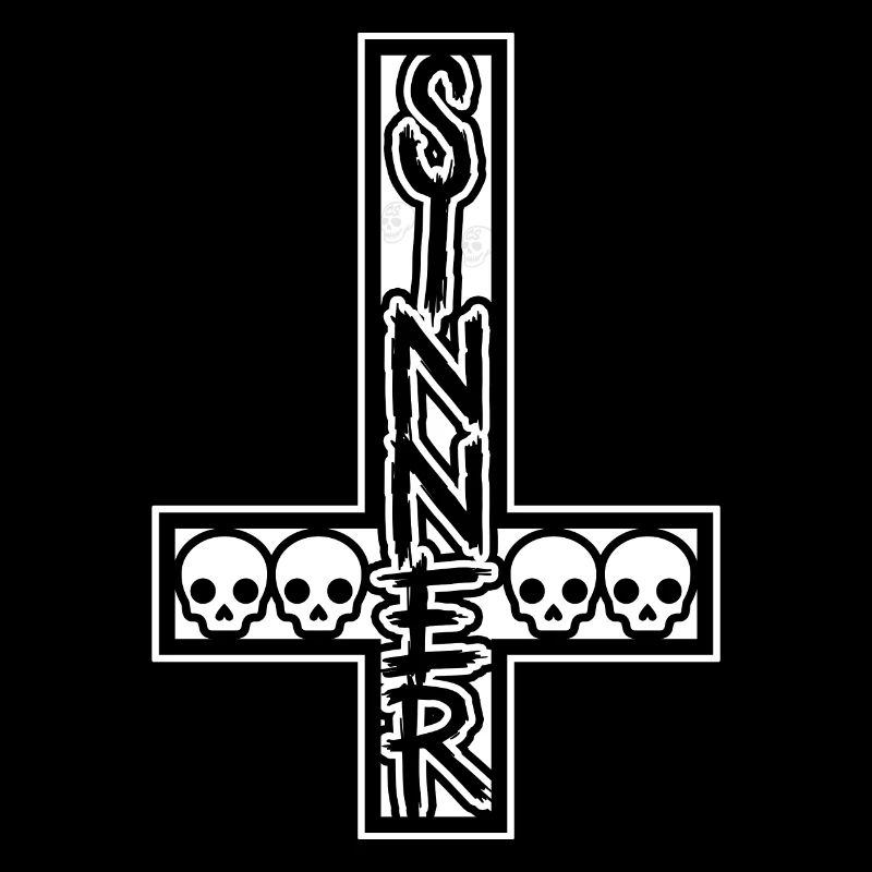 Sinner On Inverted Cross Black & White