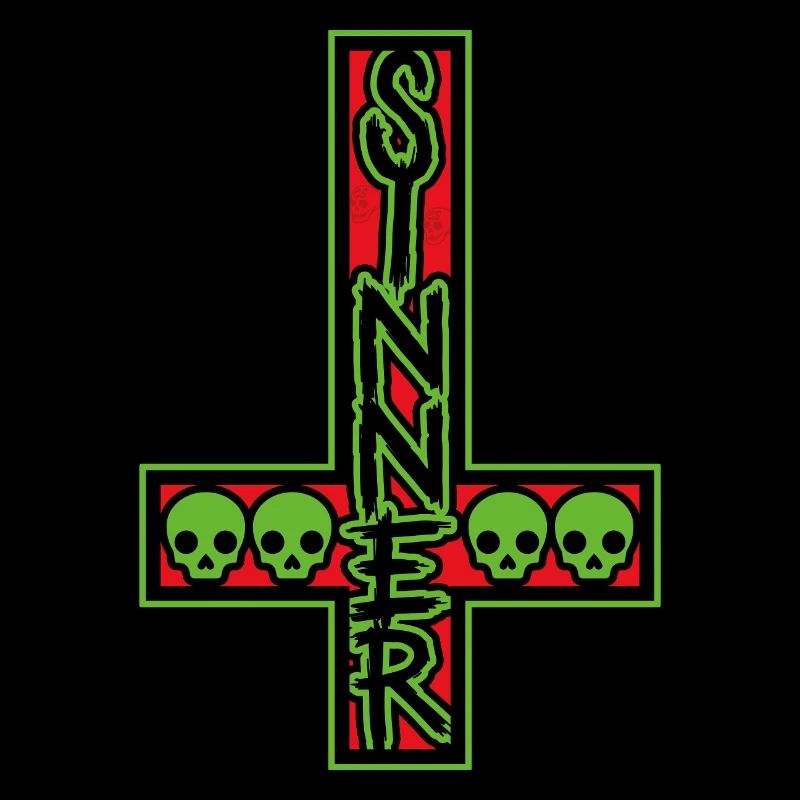 Sinner On Inverted Cross Red And Green