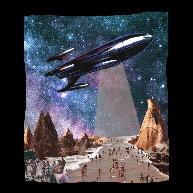 Raumschiff Science Fiction Collage Kunst Shirt