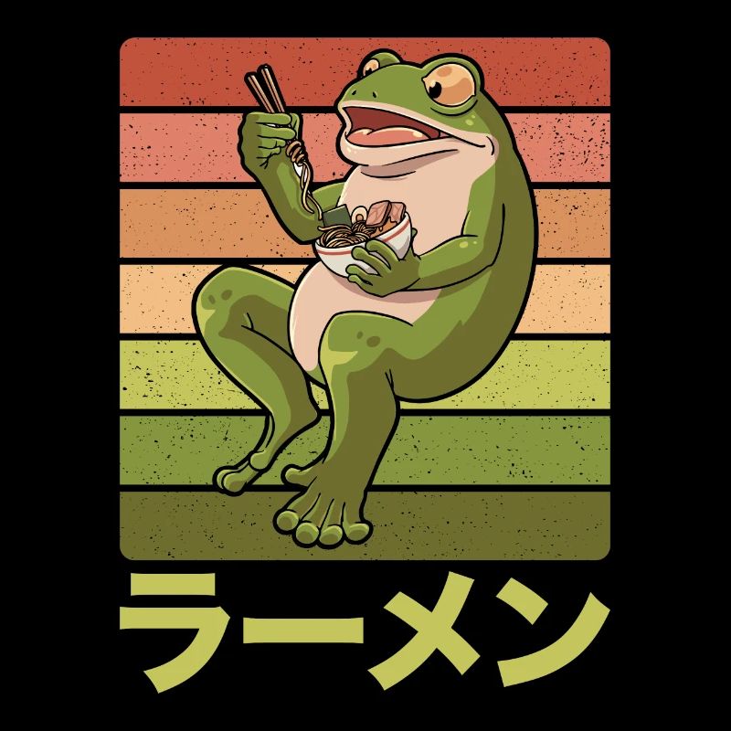Toad frog eats ramen soup Design for a