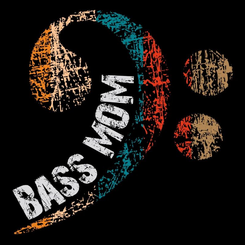 Maman joue de la basse avec une clef de basse vintage