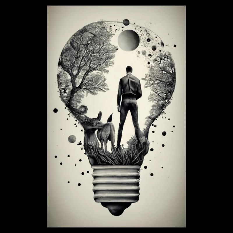 man inside a light bulb