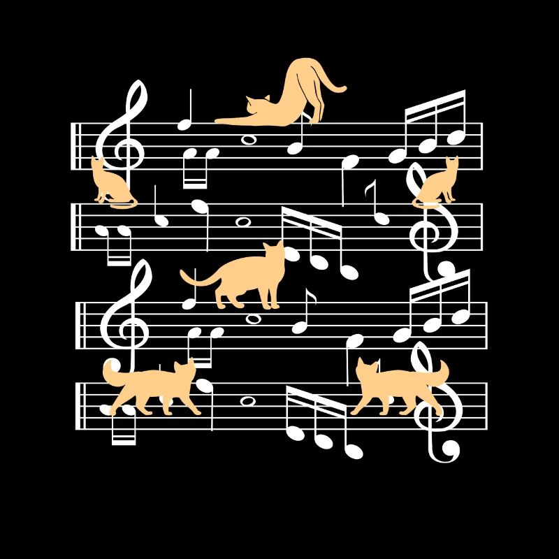 Cats playing with music note cat