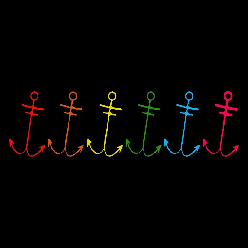 Anker in Miesmuschelartwuermchen Regenbogenfarben