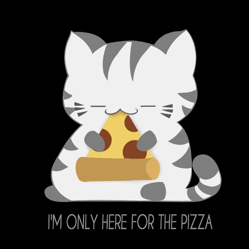 Katze isst eine Pizza