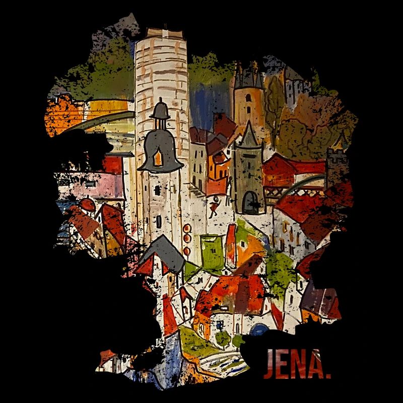 Carte de la ville d’Iéna peinte à la main avec rouleau de biscuits