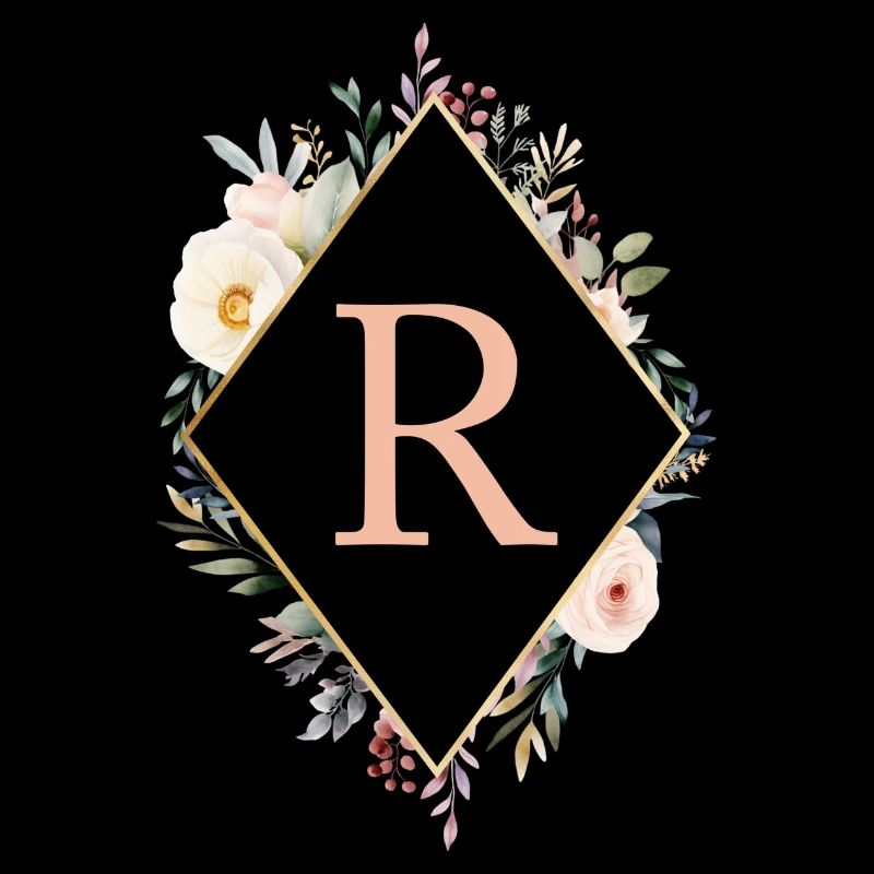 R monogramme, Floral, Boho