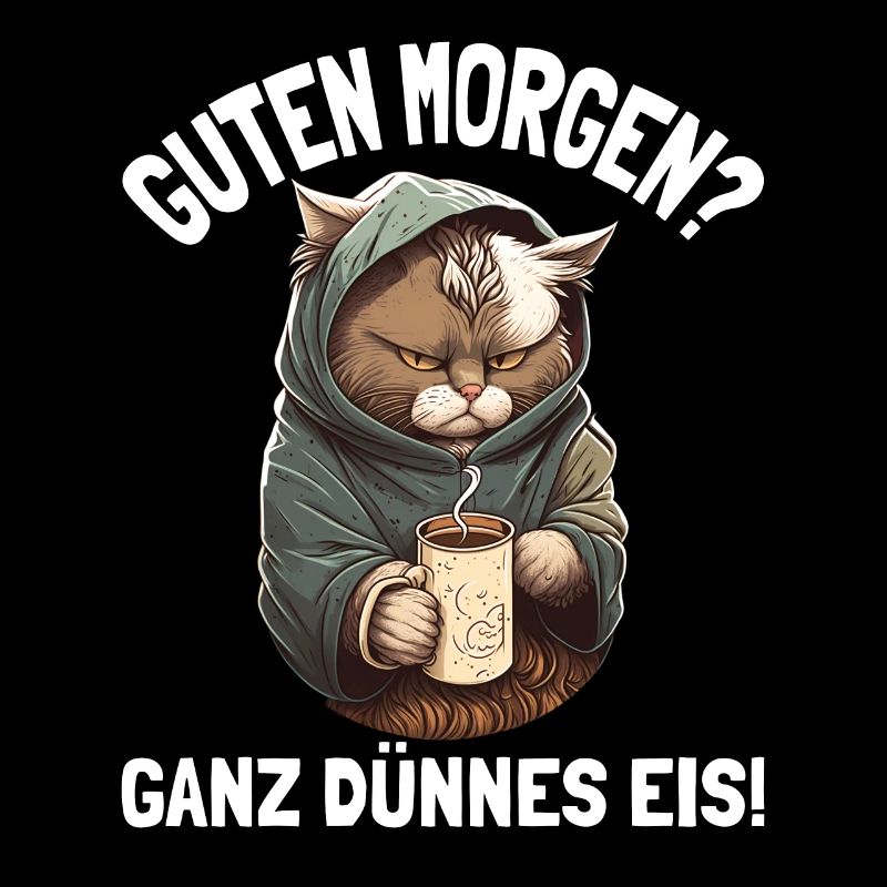 Guten Morgen Ganz Dünnes Eis Müde Katze Kaffee