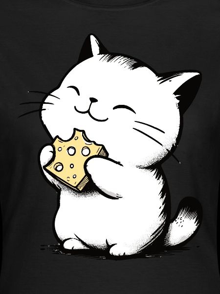 Il gatto mangia il formaggio Disegno carino del gattino