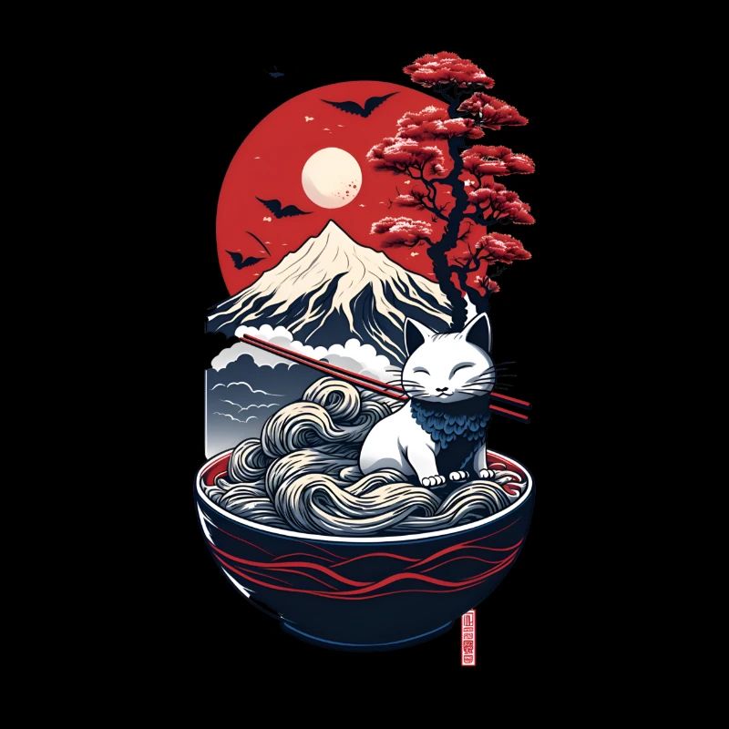 Japanese ramen cat