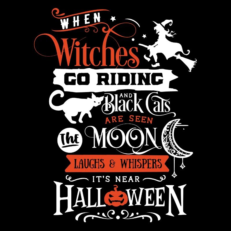 Halloween witch black cat moon Hexe Katze Mond Fun
