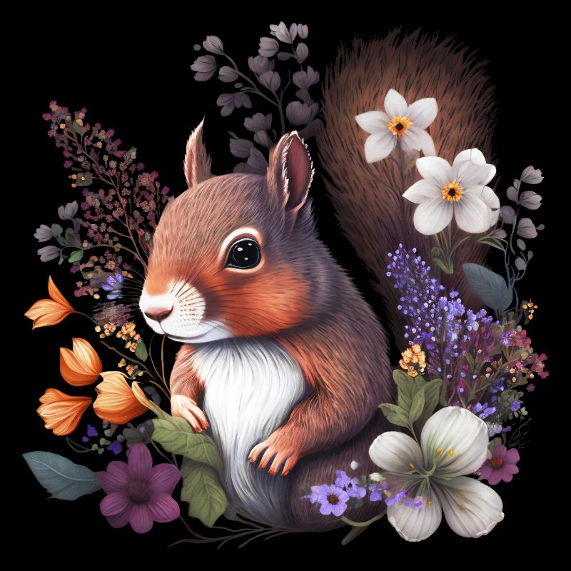 Cute Squirrel Flowers, Native Animals