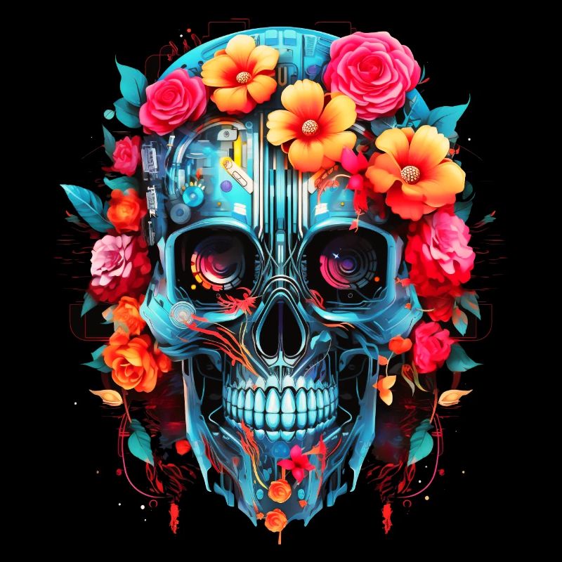 Cyborg Totenkopf Roboter Androide Sugar Skull