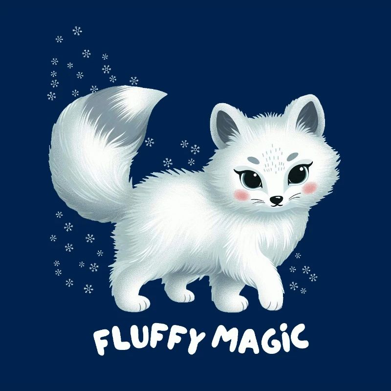 White Fox with Fluffy Kitty