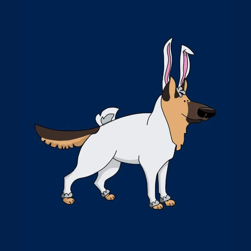 German shepherd in easter bunny costume Easter