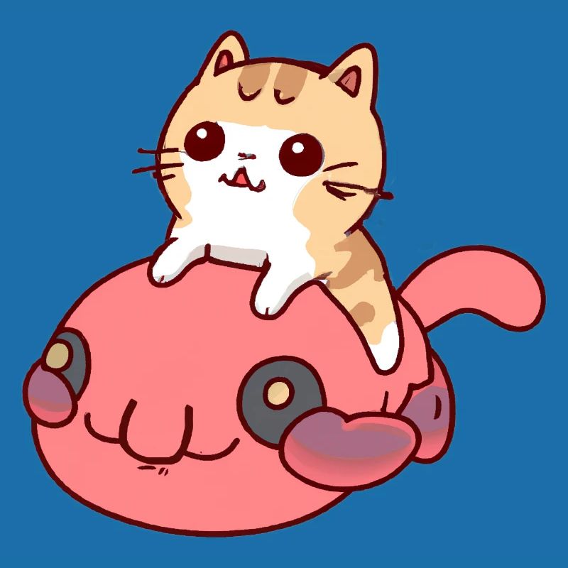 Katze reitet einen Blobfisch