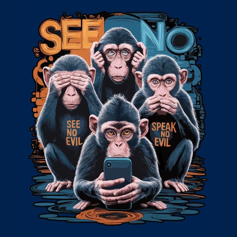 singe sage avec téléphone portable drôle multi conception multimédia