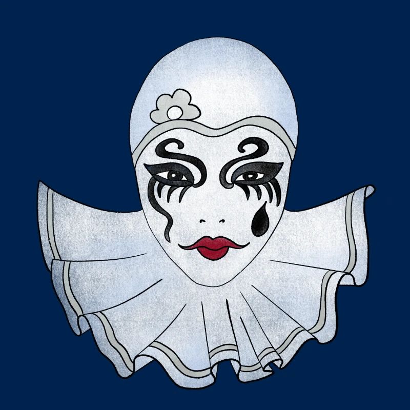 Pierrot white carnival Venice illustration