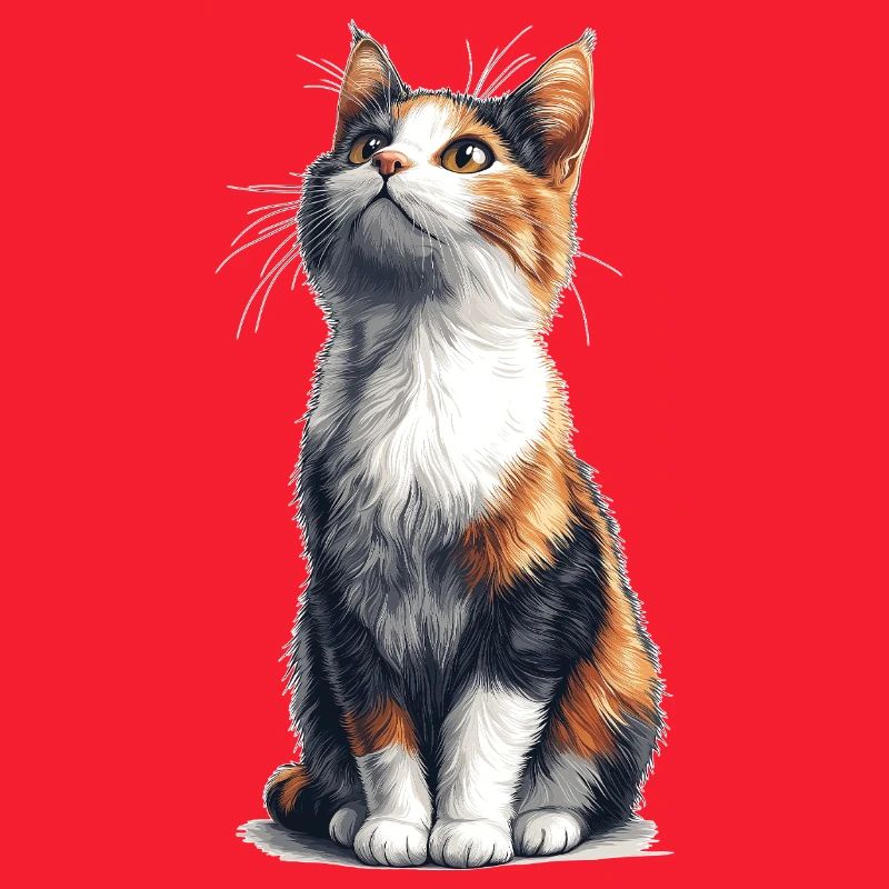 Chat comique assis coloré