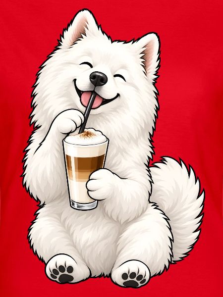 Samojede mit Latte Macchiato