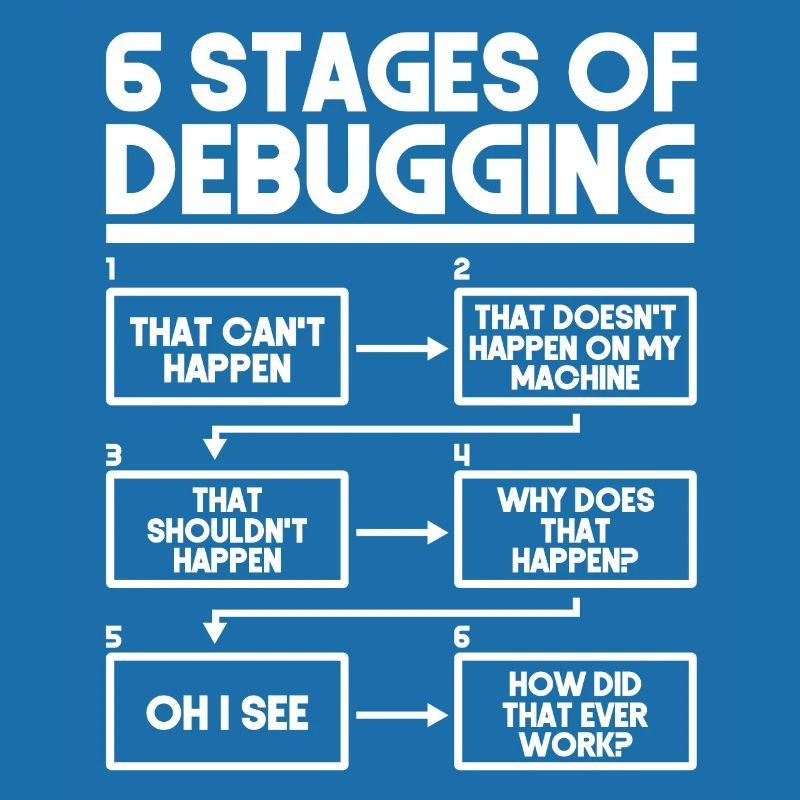 6 Stages Of Debugging Programmierer Coding