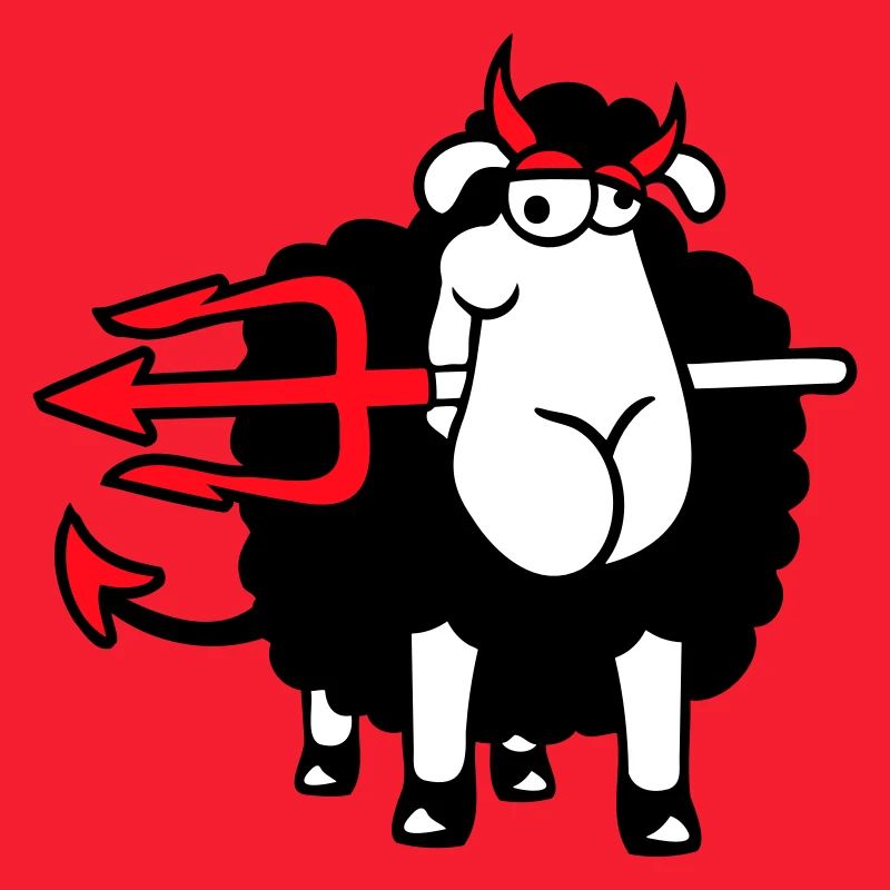 Mouton Diable Satan Enfer Mal Trident Cornes Cool