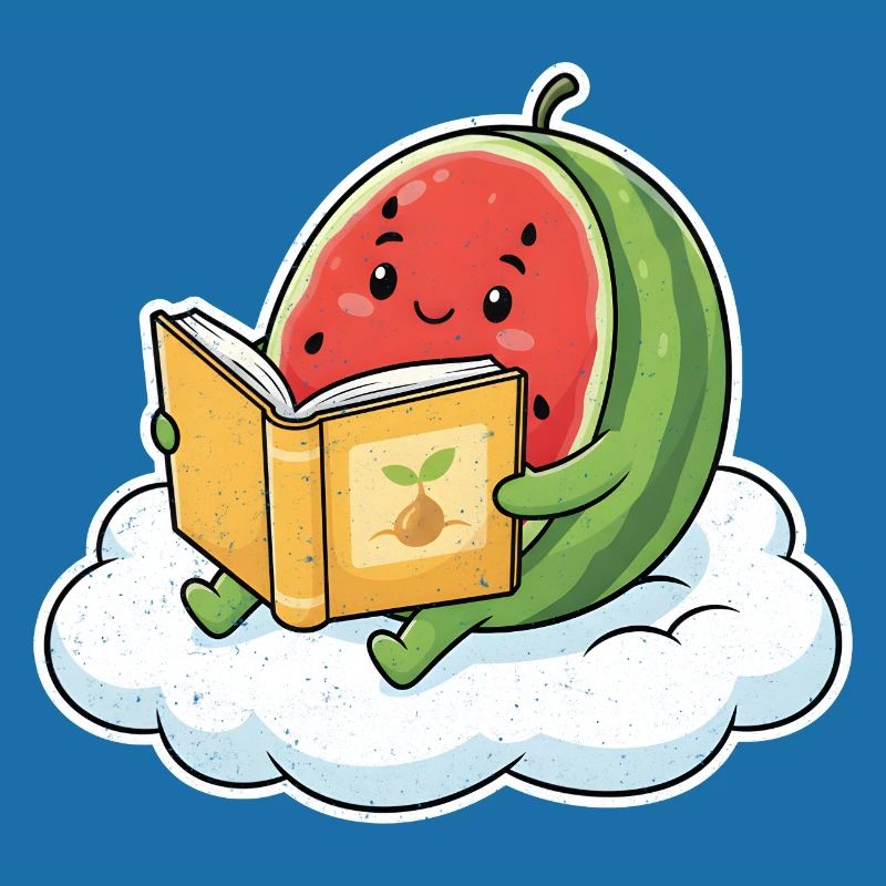 Kawaii melon while reading