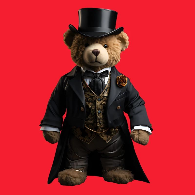 Plush bear in black tailcoat