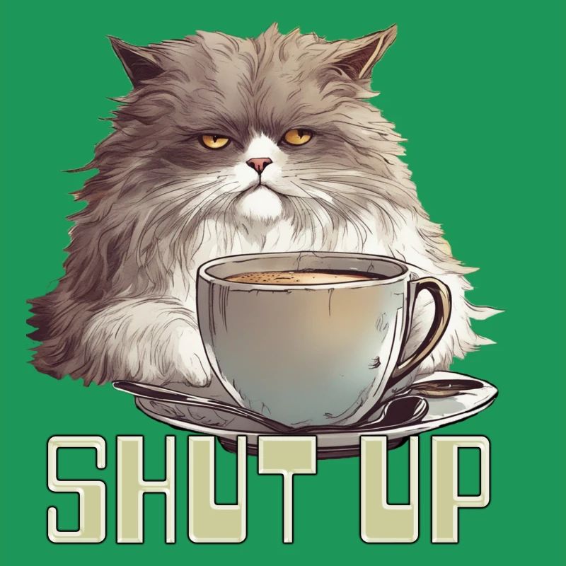 Grumpy coffee cat shut up!