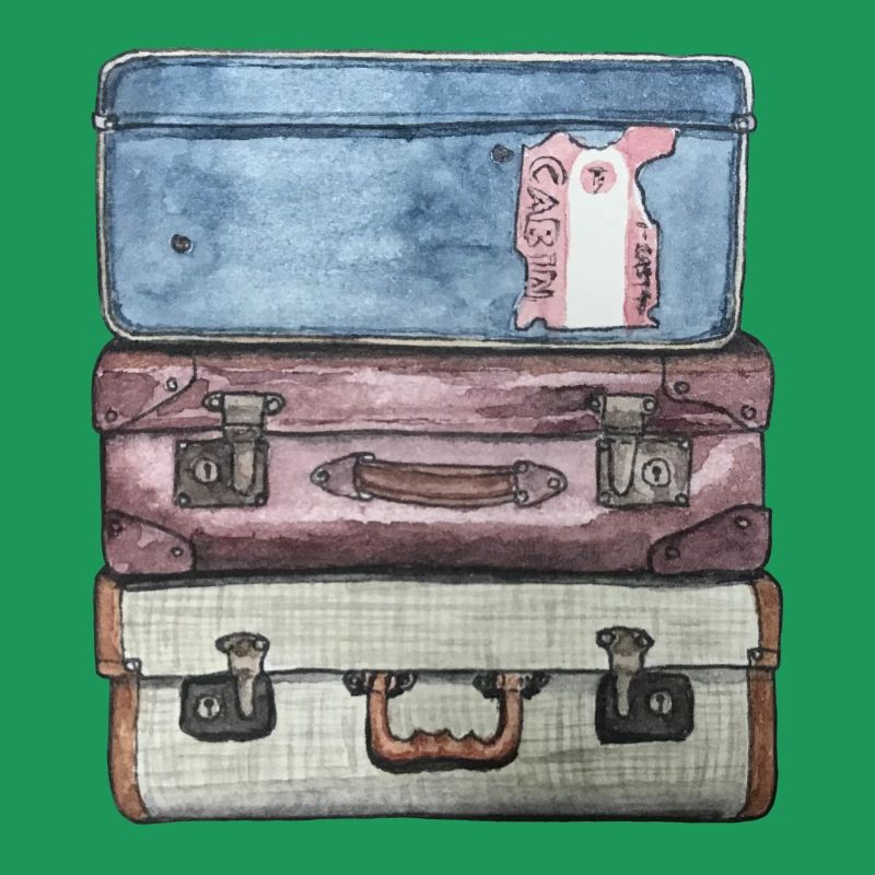 Suitcase stack with 3 old suitcases
