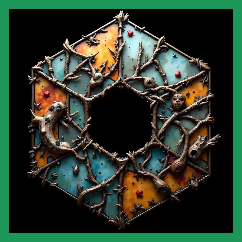 Ornament, hexagonal with hexagonal hole
