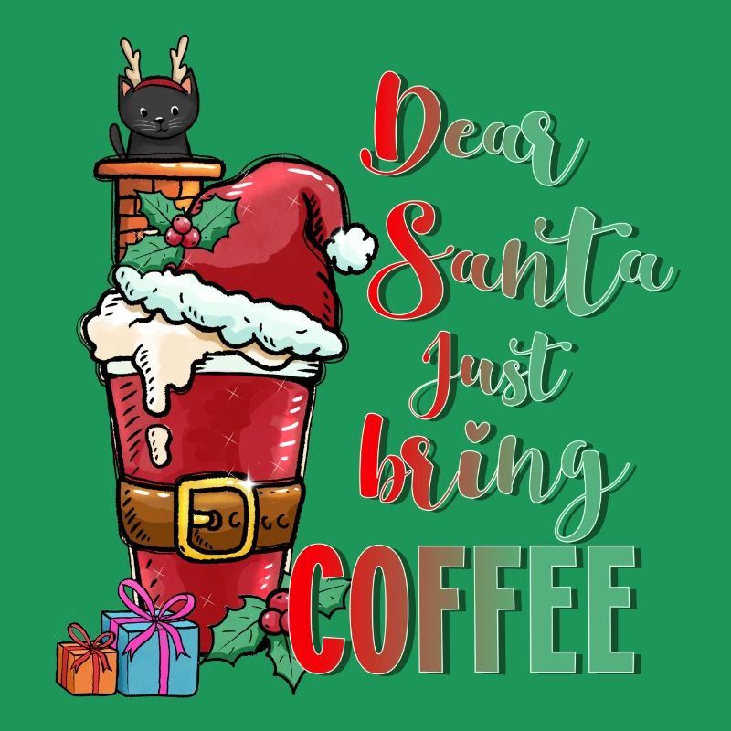 Cher Père Noël, apportez simplement du café chat de Noël Katze Kaffee