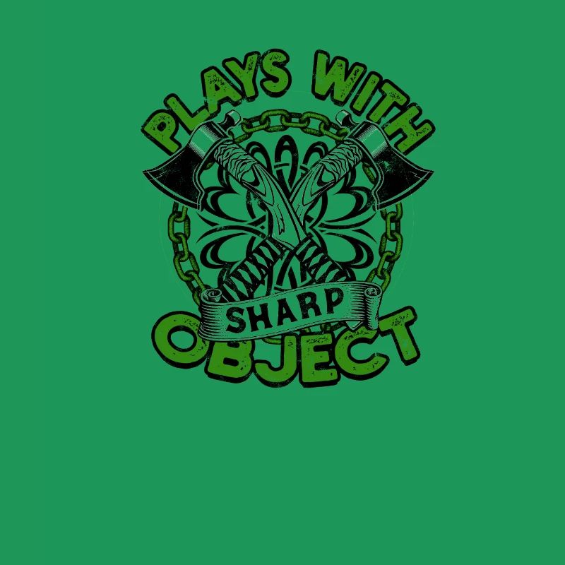 Plays with sharp object - woodcutter