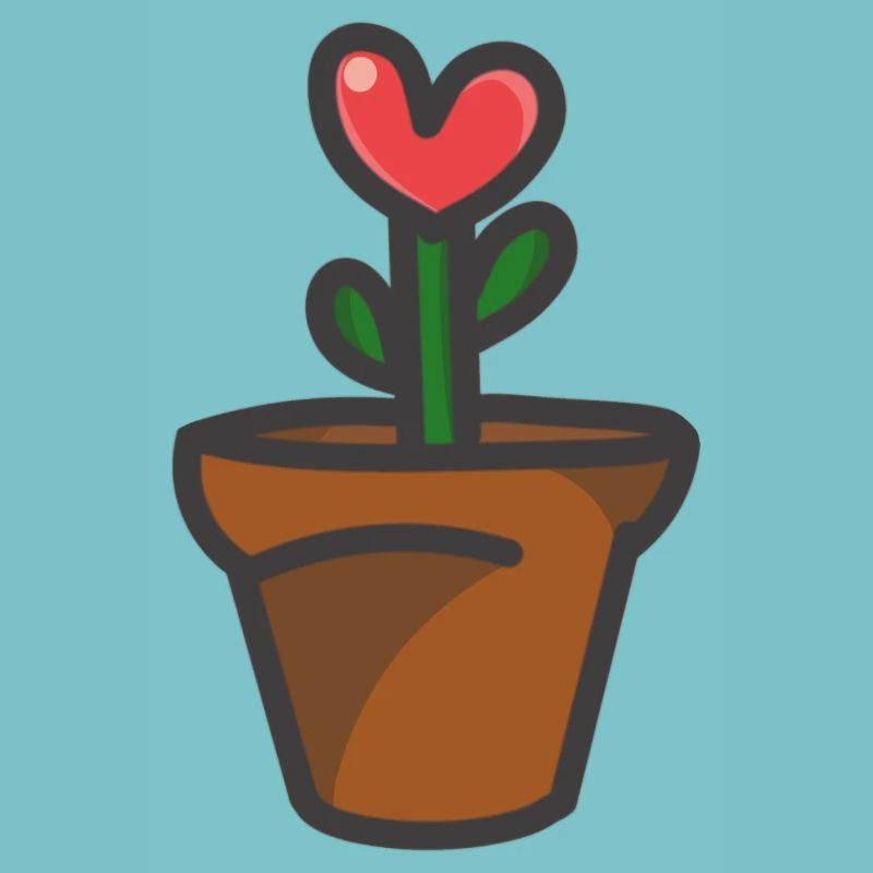 vase med hjerteformet blomst