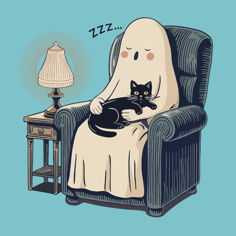 Void Cat Sleeping Ghost - Cozy Spooky Black Cat