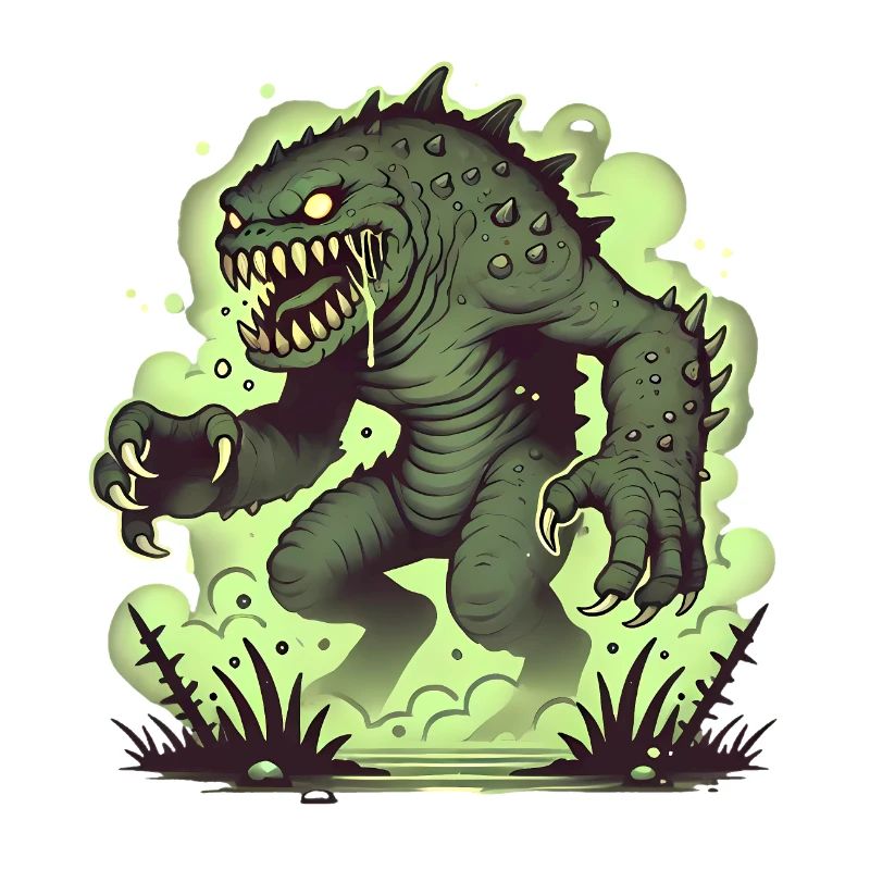 Green Monster Comic Horror Illustration