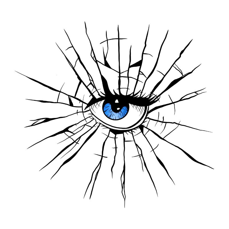 Blue eye broken glass effect