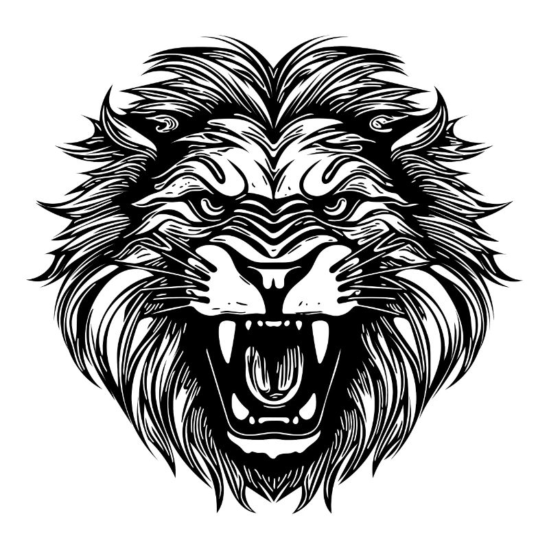 Wild Huge Lion Head Tattoo Style Mane