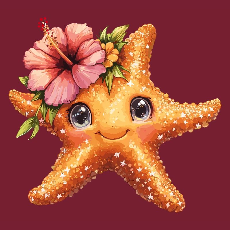 Étoile de mer douce avec fleur d’hibiscus