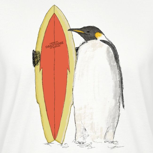 A Penguin with Surfboard
