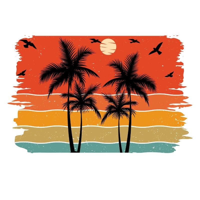 Sunset beach summer gift beach retro