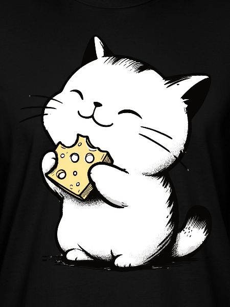 Il gatto mangia il formaggio Disegno carino del gattino