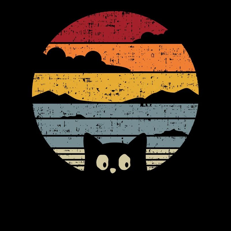Cadeau de coucher de soleil mer chat vintage chat