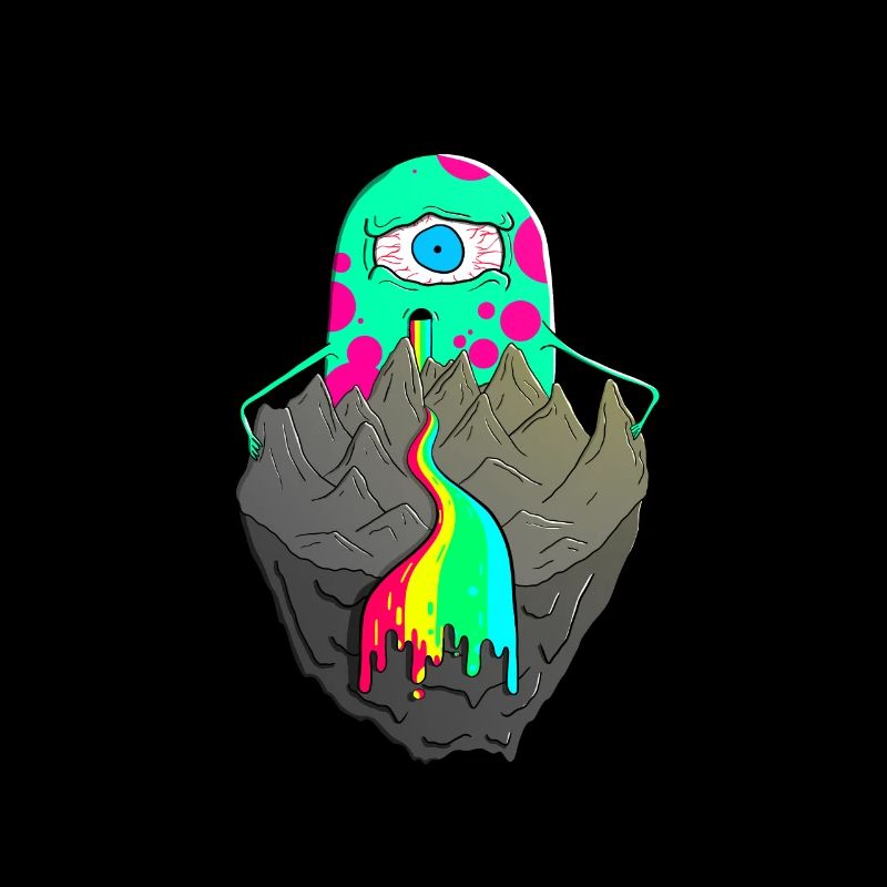 Trippy Miracle Psychédélique Alien Mountains Arc-en-ciel