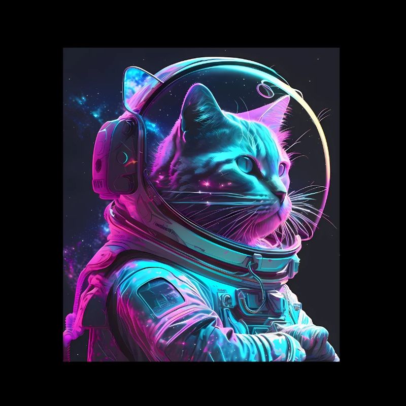 Cat Kitten Space Astronaut Cosmos Neon